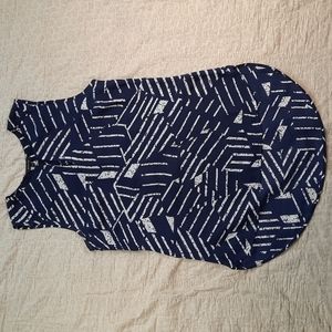 RW&CO sleeves blue and cream blouse, size medium